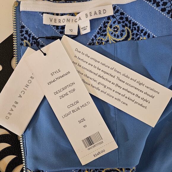 Veronica Beard Women's Strapless Bustier Blue Bandana Print Crop Top | 10 - Picture 9 of 13